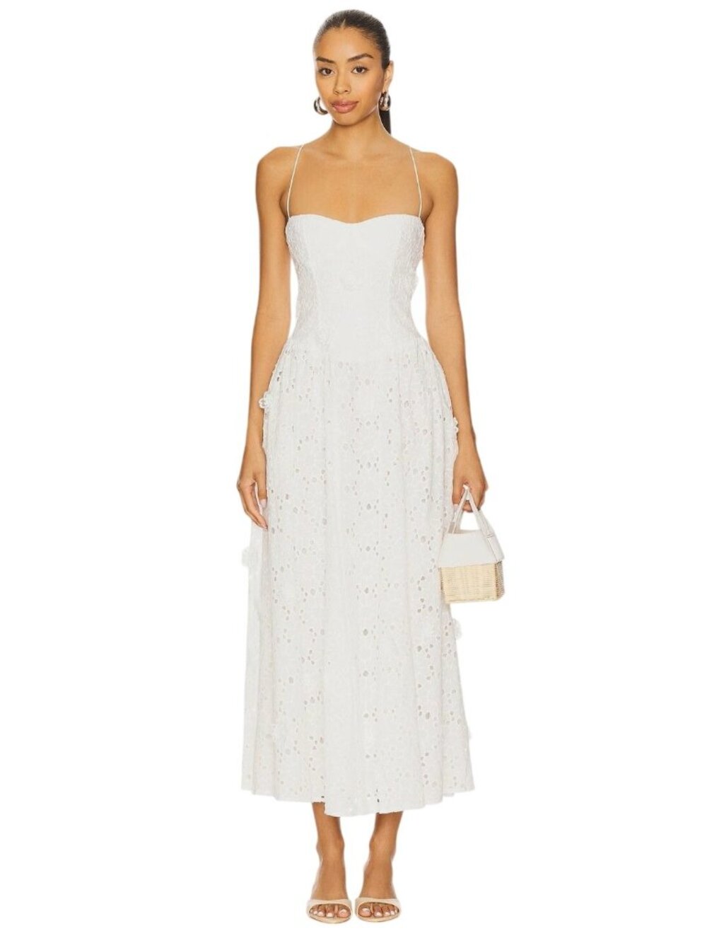 Bardot Estie Broderie Maxi Dress in Orchid White 4 New Womens Cotton Gown